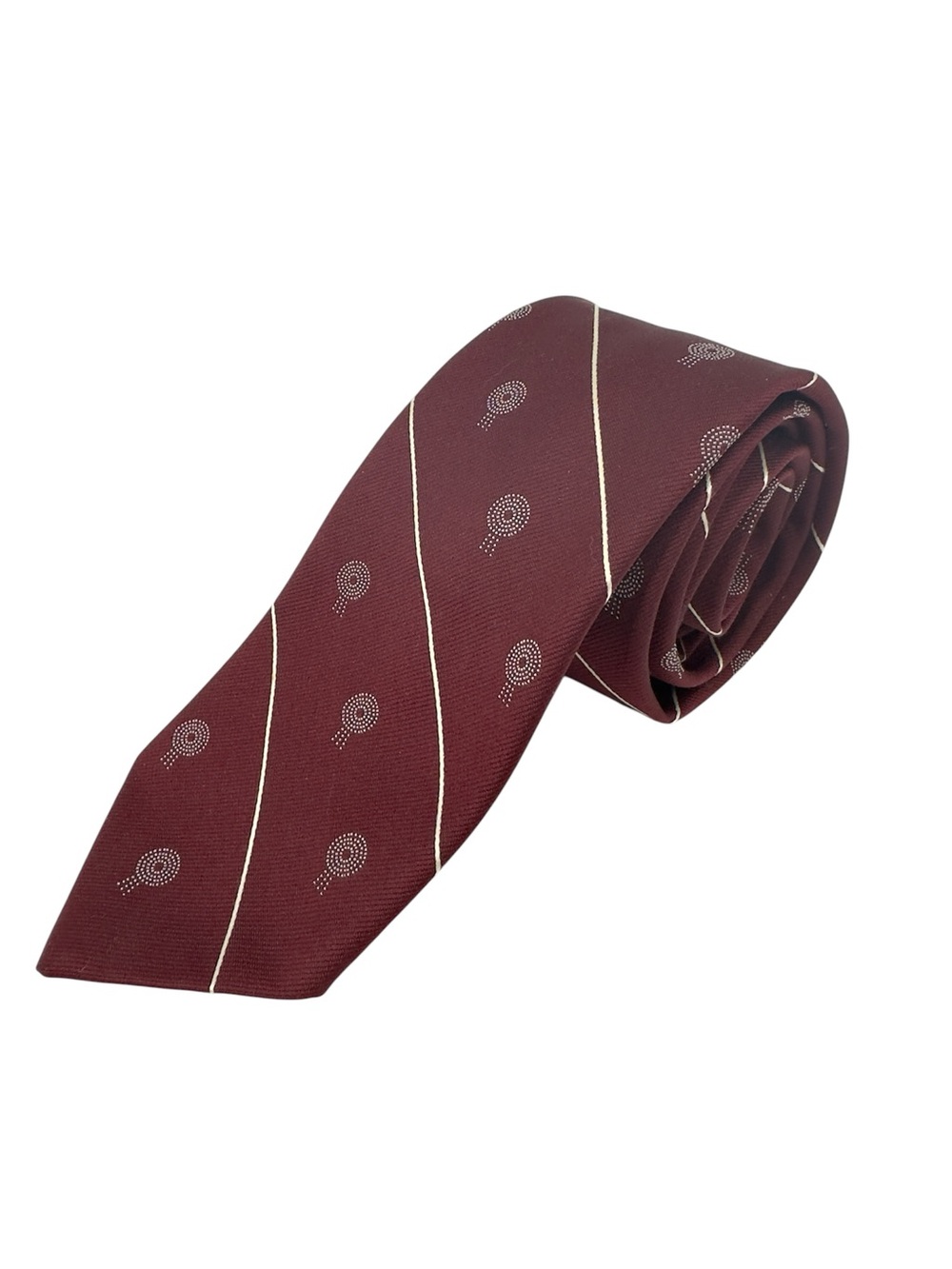 Givenchy Paris Vintage Silk Blend Tie Maroon Deep Red Designer Striped Geometric